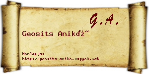 Geosits Anikó névjegykártya