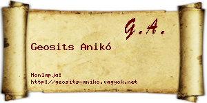 Geosits Anikó névjegykártya